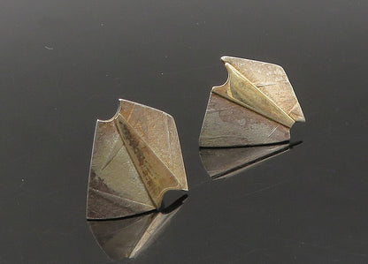 DESIGNER 925 Silver & 14K GOLD  Vintage Modernist Drop Earrings  EG11390