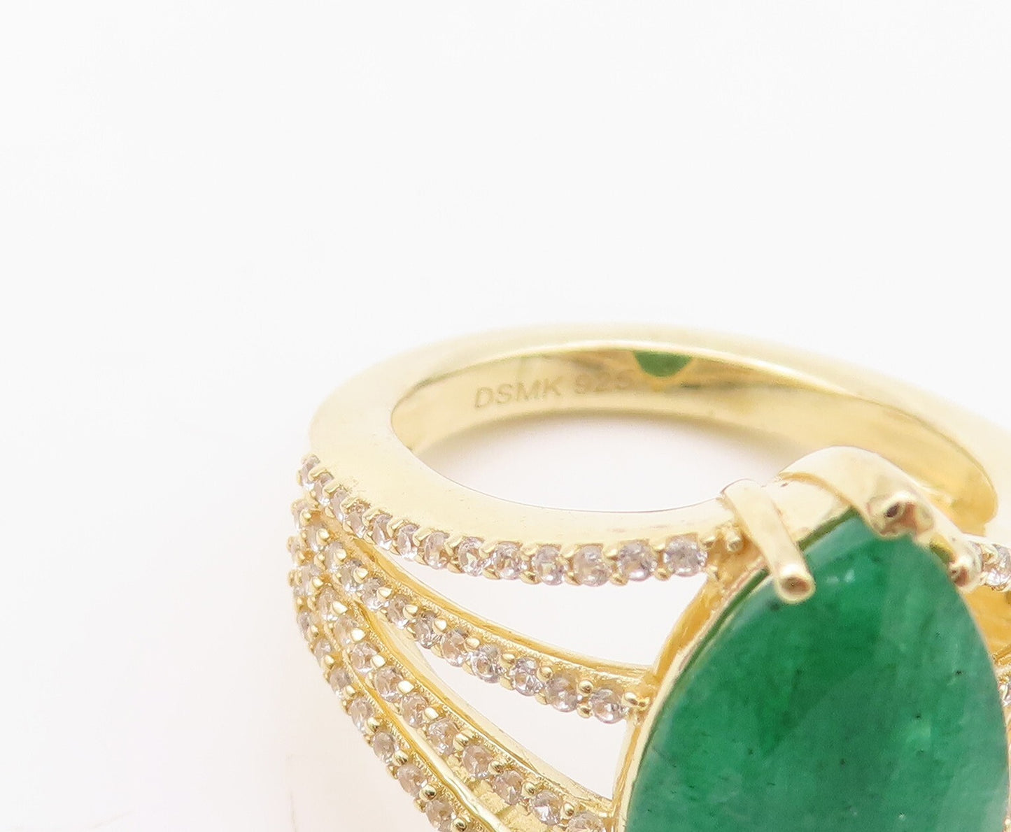 925 Sterling Silver Vintage Ring Gold Plated Designer Gemstone CZ Sz 6.5 RG30391