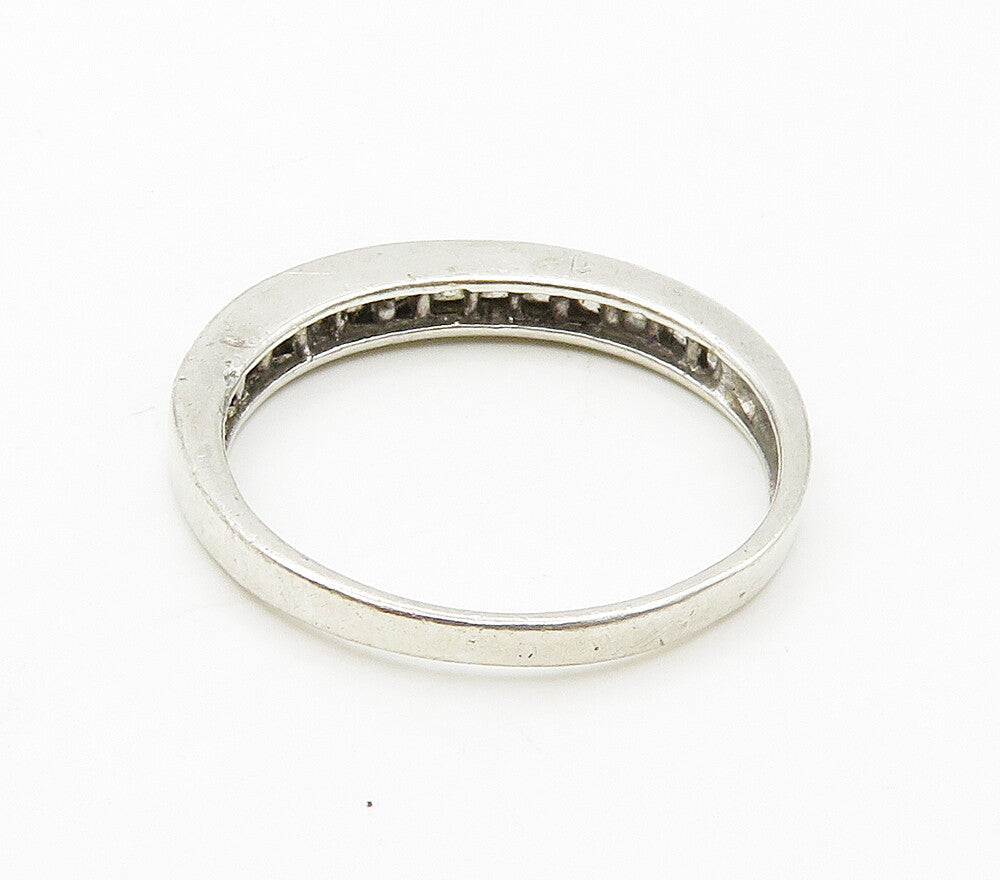 925 Sterling Silver  Sparkling Cubic Zirconia Smooth Band Ring Sz 9  RG16308