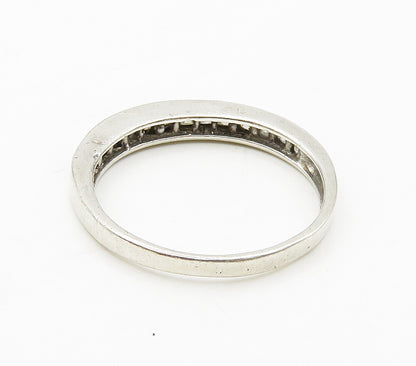 925 Sterling Silver  Sparkling Cubic Zirconia Smooth Band Ring Sz 9  RG16308