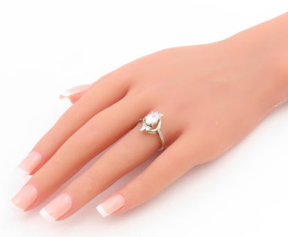 925 Sterling Silver Vintage Ring Oval Cut CZ Elegant Swirl Band  Sz 8  RG34533