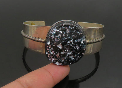 DTR JAY KING 925 Sterling Silver  Vintage Dichroic Glass Cuff Bracelet  BT9169