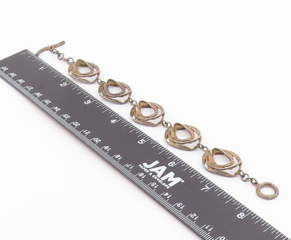 925 Sterling Silver Vintage Bracelet Brutalist Concentric Nest Loop Link BT12199