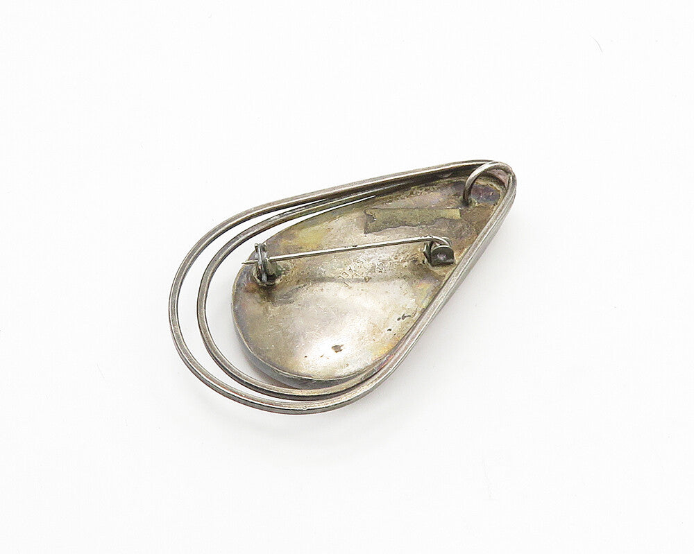 ISRAEL 925 Silver  Vintage Cabochon Goldstone Tear Drop Brooch Pin  BP7330