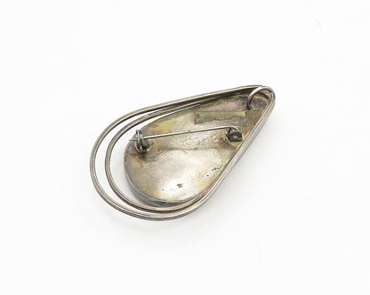 ISRAEL 925 Silver  Vintage Cabochon Goldstone Tear Drop Brooch Pin  BP7330