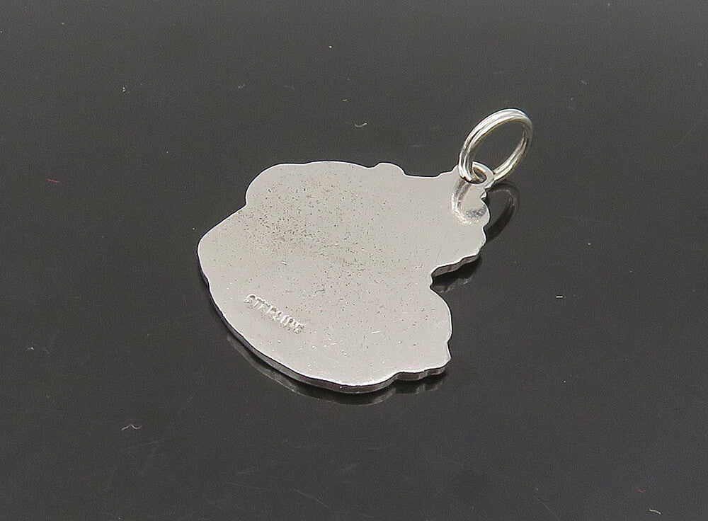 925 Sterling Silver  Vintage Enamel Santa Clause Christmas Pendant  PT19510