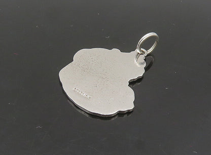 925 Sterling Silver  Vintage Enamel Santa Clause Christmas Pendant  PT19510