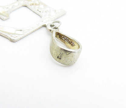 MEXICO 925 Sterling Silver  Vintage Diamond Cut F Initial Drop Pendant  PT5413