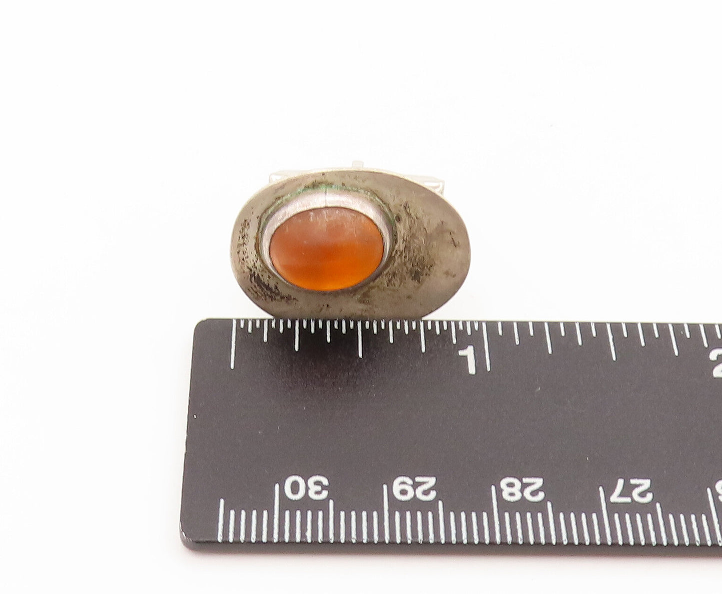 925 Sterling Silver Vintage Designer Oval Carnelian Cuff Links TR3600