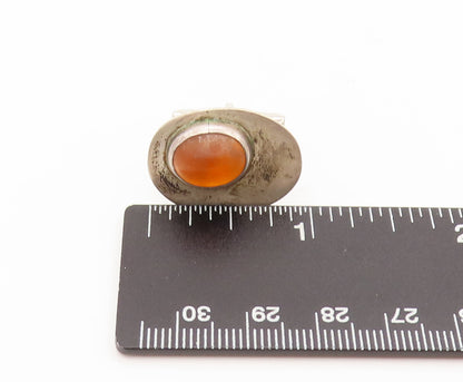925 Sterling Silver Vintage Designer Oval Carnelian Cuff Links TR3600