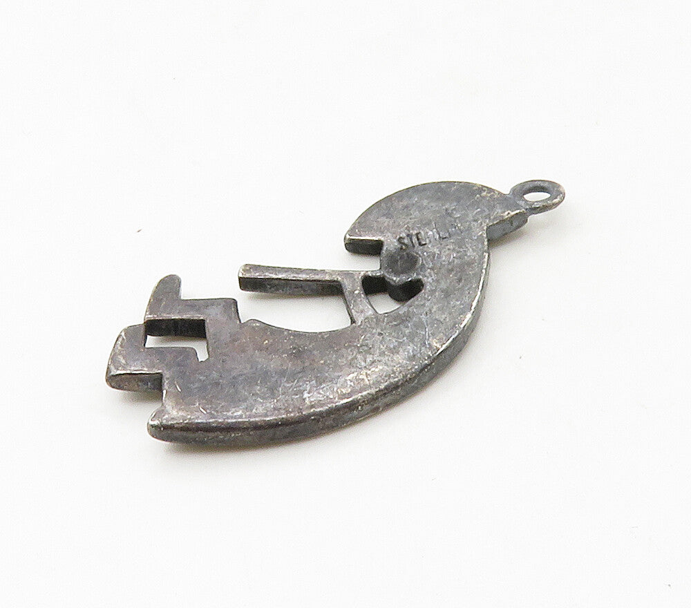 SOUTHWESTERN 925 Silver Vintage Oxidized Kokopelli Dancer Pendant PT13019