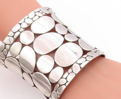 925 Sterling Silver Vintage Bracelet JOHN HARDY Pebble Rare Heavy Cuff  BT11904