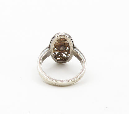 925 Sterling Silver  Vintage Golden Pearl Swirl Vine Band Ring Sz 7  RG15508