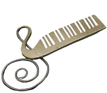 MEXICO 925 Sterling Silver Vintage Black Onyx Piano Keyboard Brooch Pin BP7960