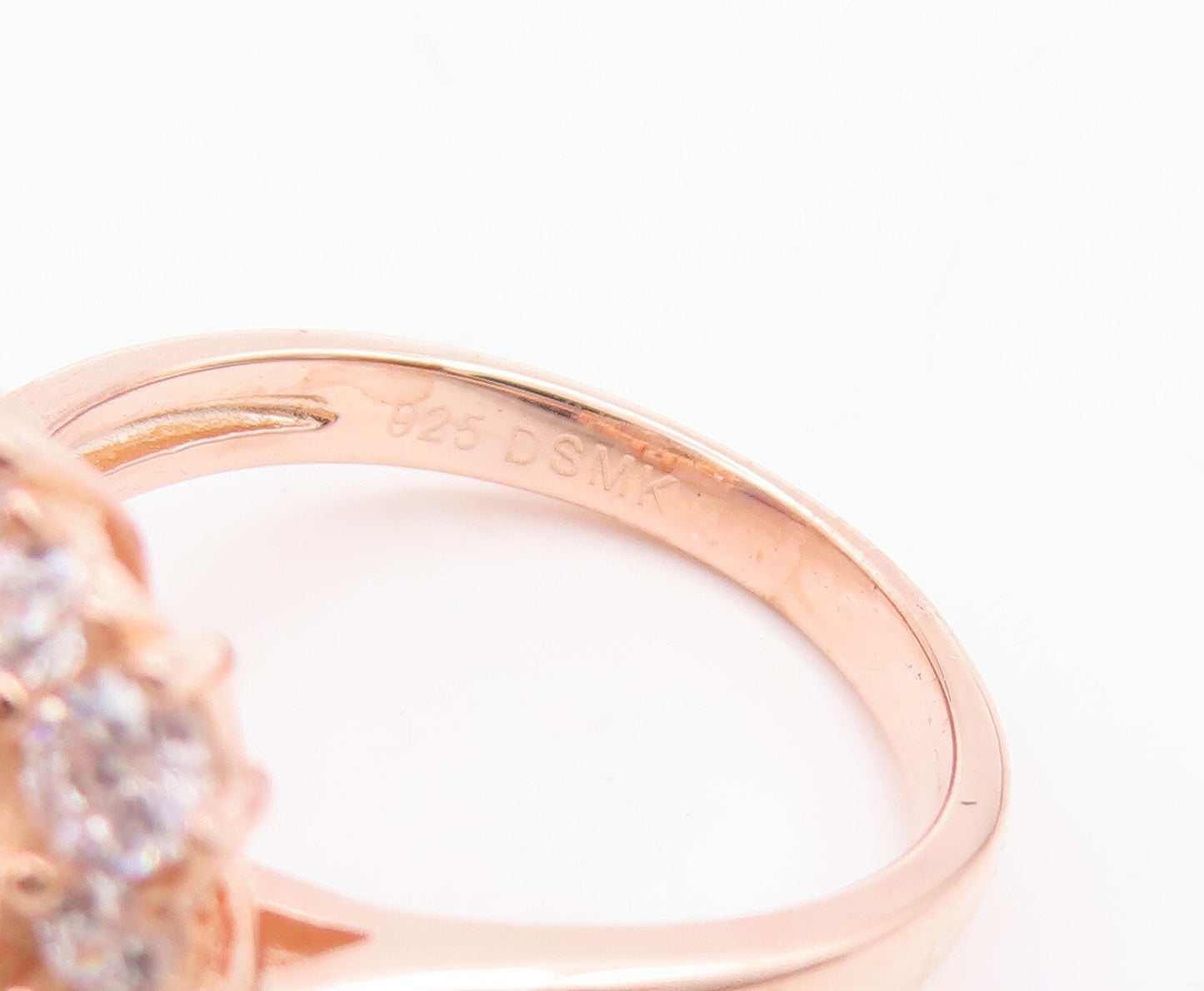 925 Sterling Silver Vintage Ring Rose Gold Plated Morganite & Topaz Sz 7 RG29684