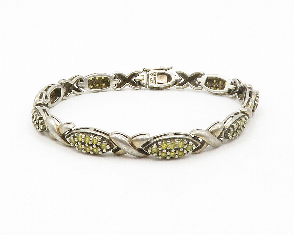 ROSS SIMON 925 Sterling Silver  Vintage Yellow Topaz XO Chain Bracelet  BT5270