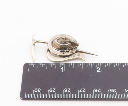 925 Sterling Silver  Vintage Schruns Mountain Hiking Stick Brooch Pin  BP8391
