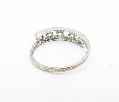 925 Sterling Silver Vintage Cubic Zirconia Bypass Band Ring Sz 6.5 RG5637