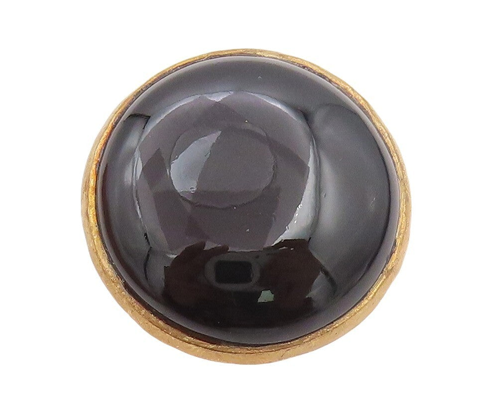 925 Sterling Silver Vintage Ring Gold Plated Large Round Onyx  Sz 8.5  RG30246