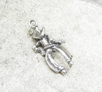925 Sterling Silver Vintage Cowboy 3D Charm Pendant  PT1083
