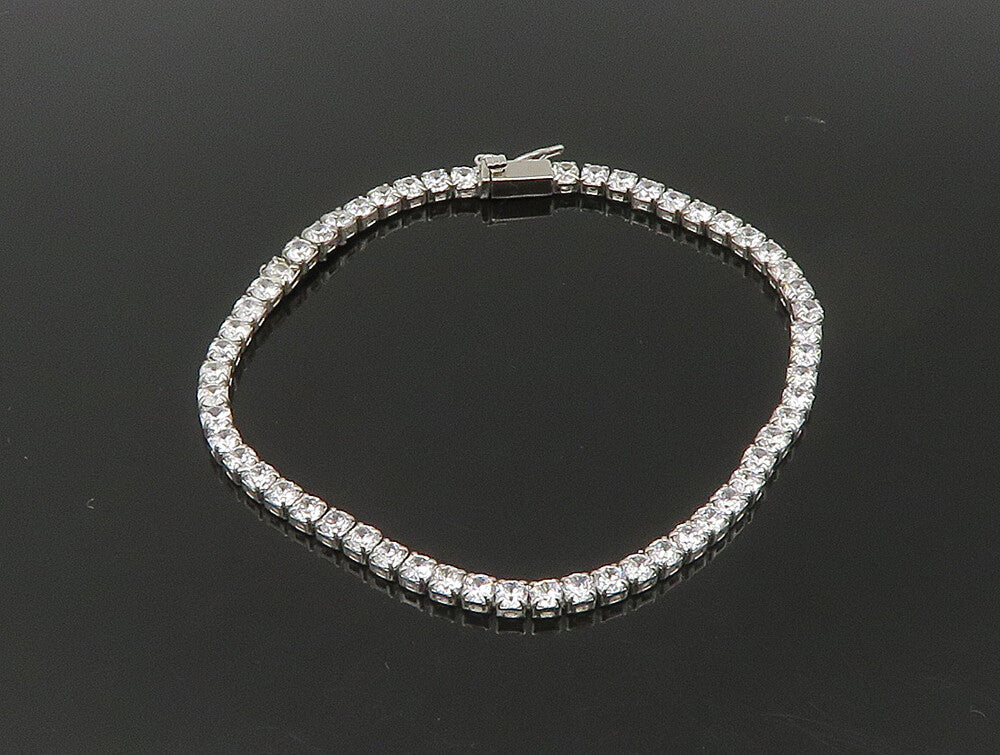 925 Sterling Silver  Round Cut White Cubic Zirconia Tennis Bracelet  BT1112