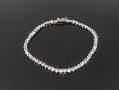 925 Sterling Silver  Round Cut White Cubic Zirconia Tennis Bracelet  BT1112
