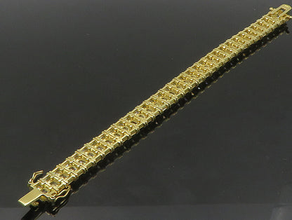 925 Sterling Silver  Vintage Cubic Zirconia Gold Plated Chain Bracelet  BT9248