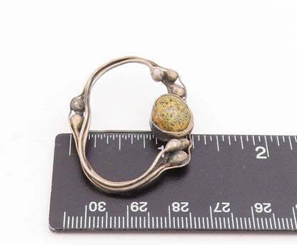 925 Sterling Silver Vintage Brooch Pin Agate Antique Botanical Vines  BP12202