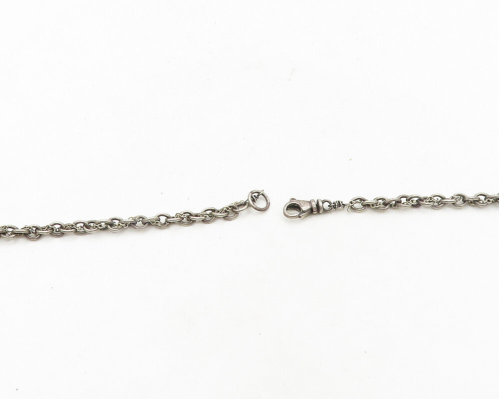 925 Silver  Vintage Genuine Diamonds & Baroque Pearls Chain Necklace  NE3218