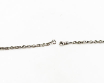 925 Silver  Vintage Genuine Diamonds & Baroque Pearls Chain Necklace  NE3218
