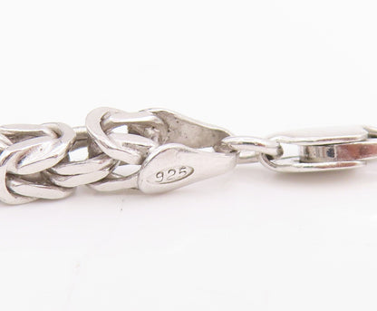 925 Sterling Silver Vintage Necklace Intricate Woven Byzantine Link Chain NE4723