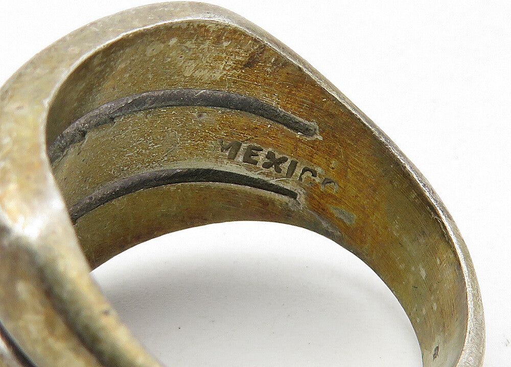 MEXICO 925 Sterling Silver  Vintage Dark Tone Split Band Ring Sz 9  RG10482