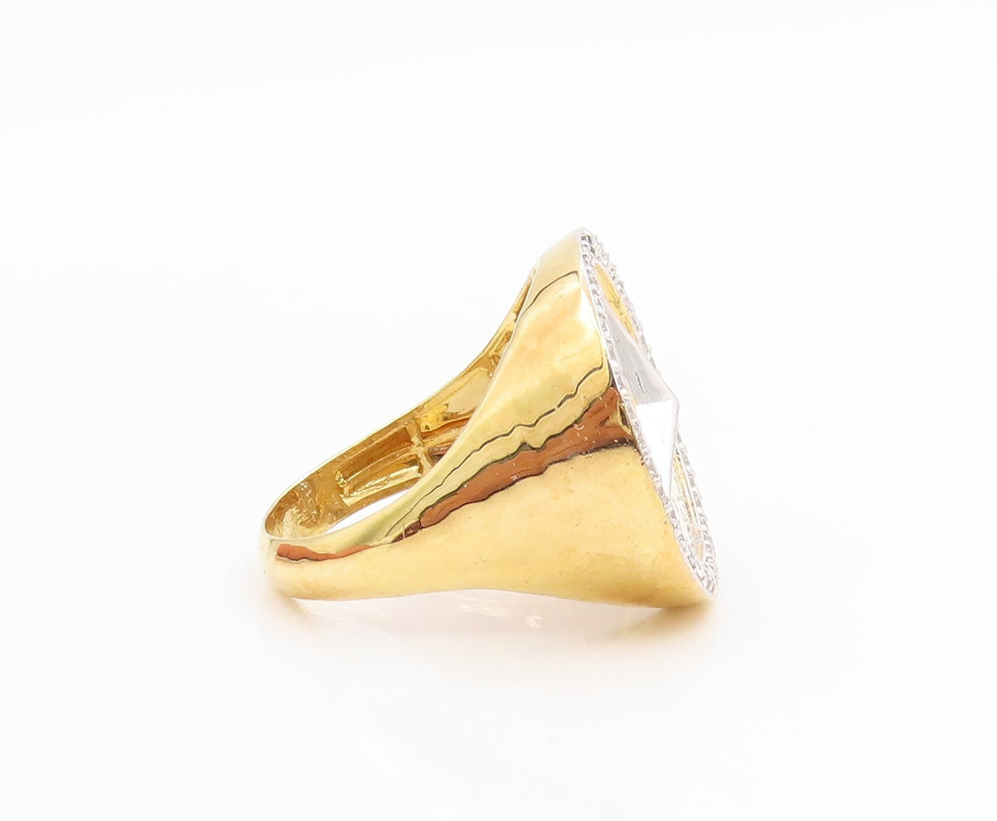 925 Sterling Silver Vintage Ring Gold Plated CZ Symbol Band  Sz 10  RG35714