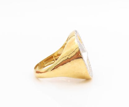 925 Sterling Silver Vintage Ring Gold Plated CZ Symbol Band  Sz 10  RG35714