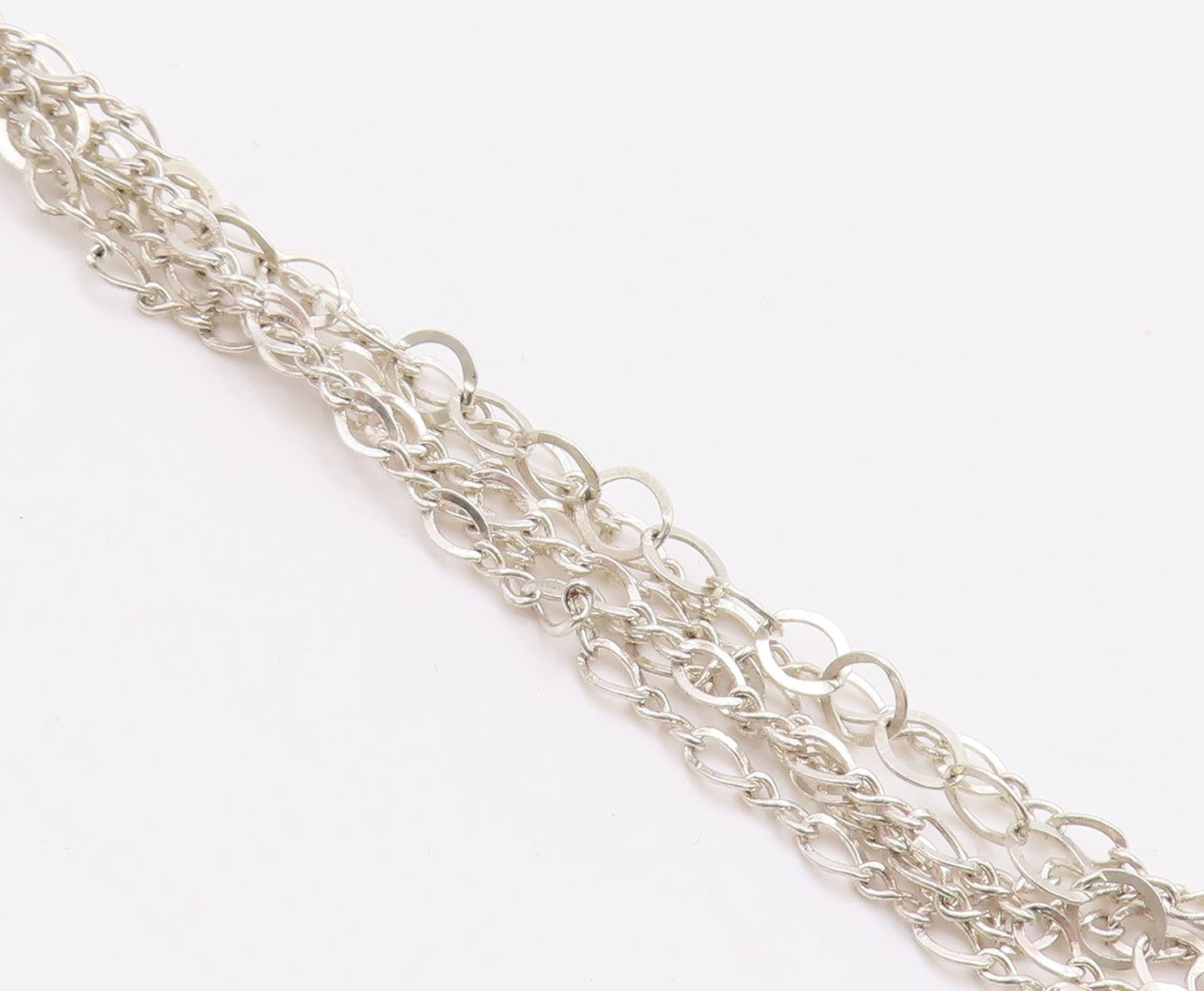 925 Sterling Silver Vintage Necklace Modernist  Floral & Rectangle Cutout NE4580