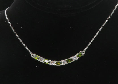 925 Sterling Silver Sparkling Cubic Zirconia & Peridot Chain Necklace NE1532