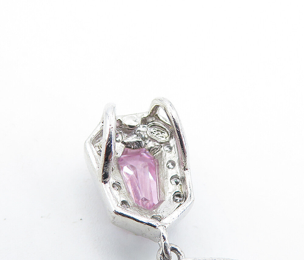 925 Sterling Silver  Vintage Cubic Zirconia & Topaz Linked Pendant  PT4719