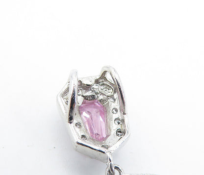 925 Sterling Silver  Vintage Cubic Zirconia & Topaz Linked Pendant  PT4719
