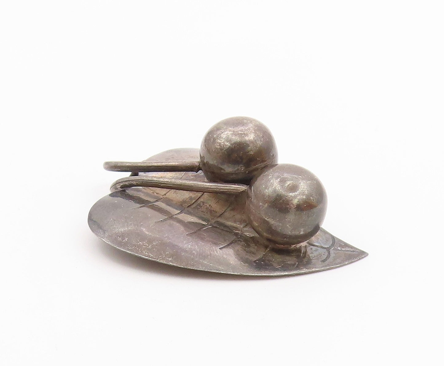 MEXICO 925 Sterling Silver  Vintage Oxidized Floral Leaf Brooch Pin  BP4632