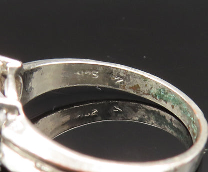 925 Sterling Silver  Vintage Fancy Oval Cubic Zirconia Ring Sz 8  RG25579