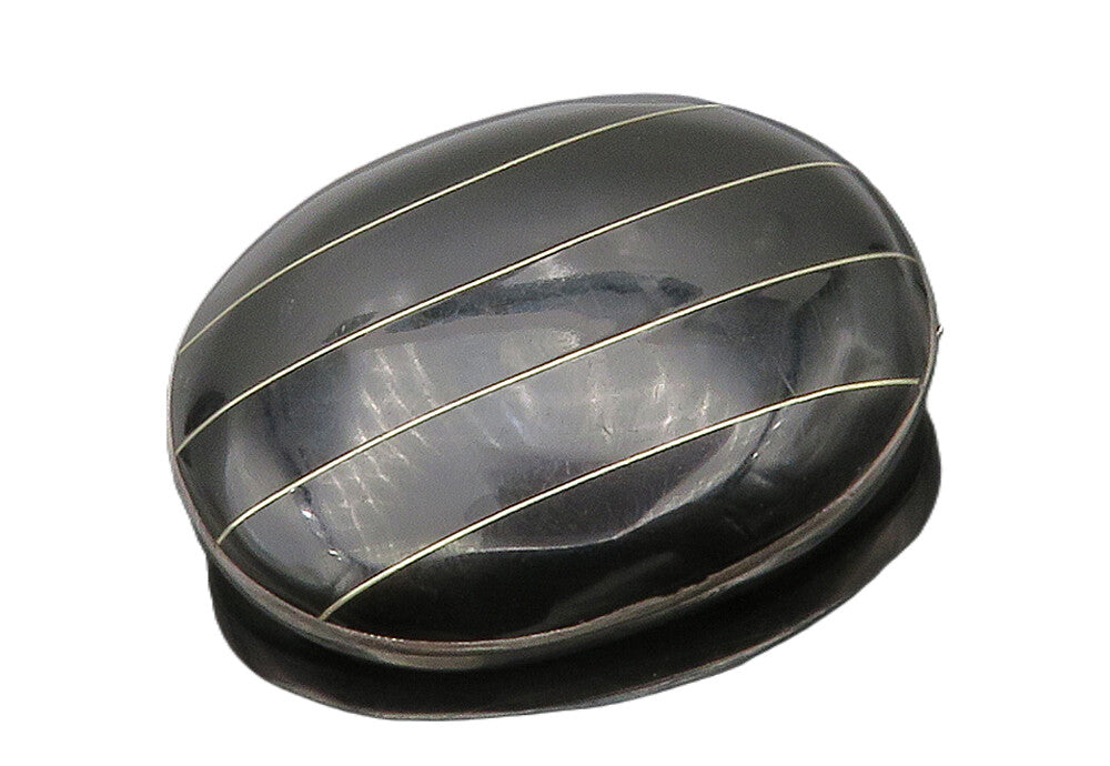 CII MEXICO 925 Sterling Silver  Vintage Black Onyx Striped Brooch Pin  BP6139