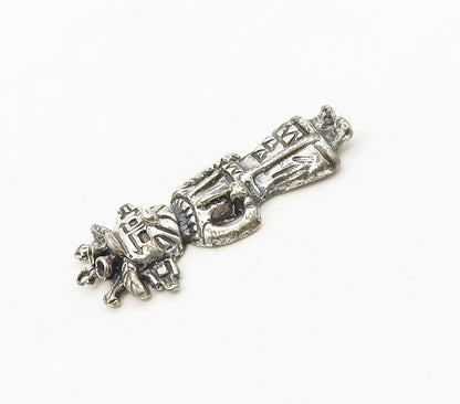 SOUTHWESTERN 925 Silver Vintage Traditional Masked Figure Pendant PT13022