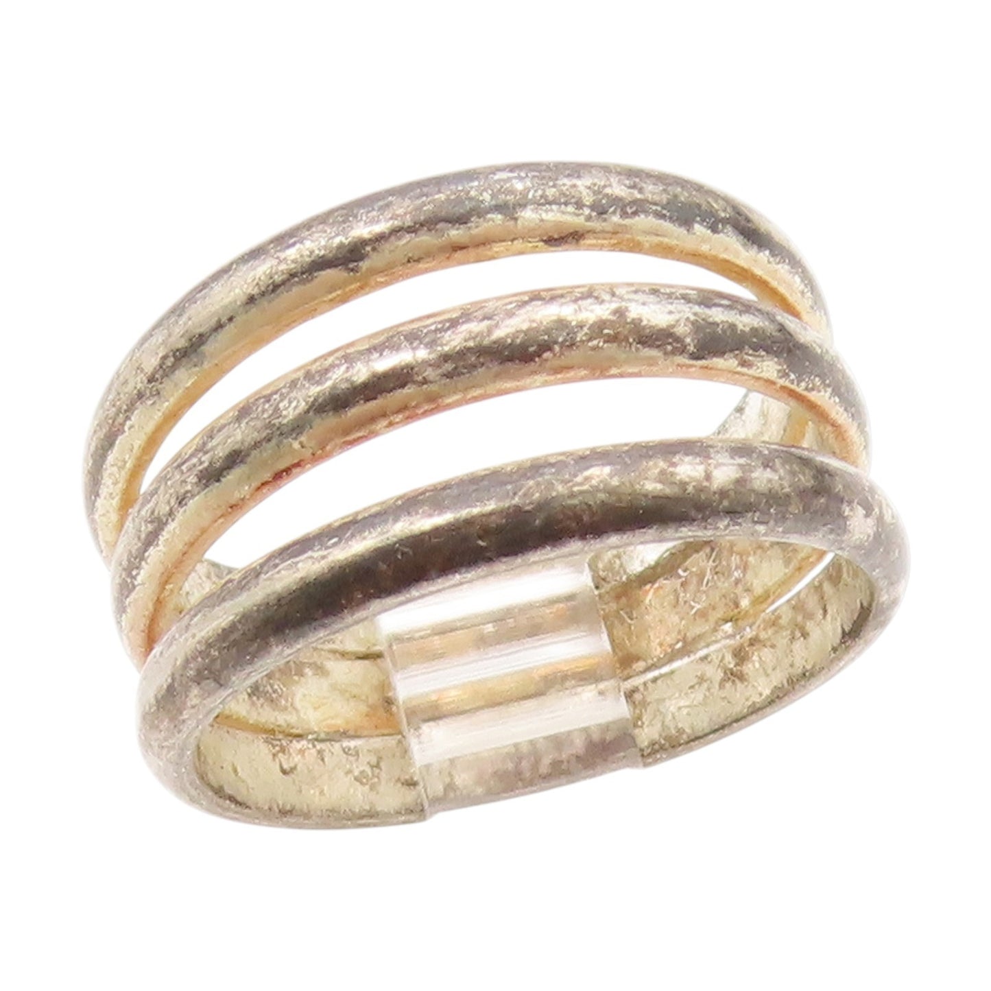 925 Sterling Silver Vintage Ring Chunky Triple Row Wide Band  Sz 7.5  RG34511