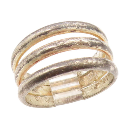 925 Sterling Silver Vintage Ring Chunky Triple Row Wide Band  Sz 7.5  RG34511