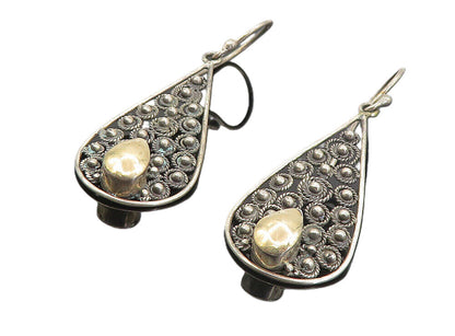 925 Sterling Silver & 18K GOLD  Vintage Spiral Twist Dangle Earrings  EG3597