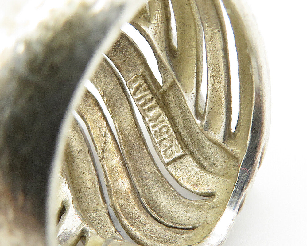 925 Sterling Silver  Vintage Split Shank Swirled Band Ring Sz 5  RG18096