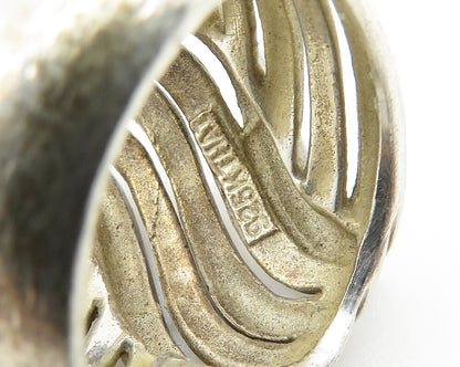 925 Sterling Silver  Vintage Split Shank Swirled Band Ring Sz 5  RG18096