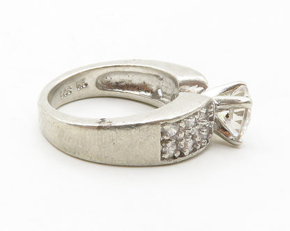 925 Sterling Silver  Vintage Cubic Zirconia Solitaire Accent Ring Sz 5 RG13726