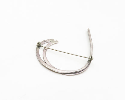 925 Sterling Silver  Vintage Dark Tone Smooth Flat Swirl Brooch Pin  BP6817