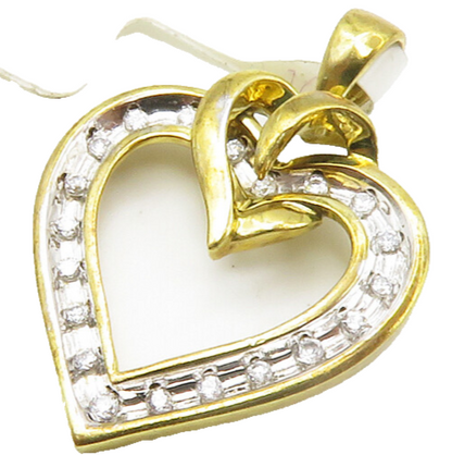 925 Sterling Silver  Genuine Diamonds Love Heart Gold Plated Pendant  PT11061